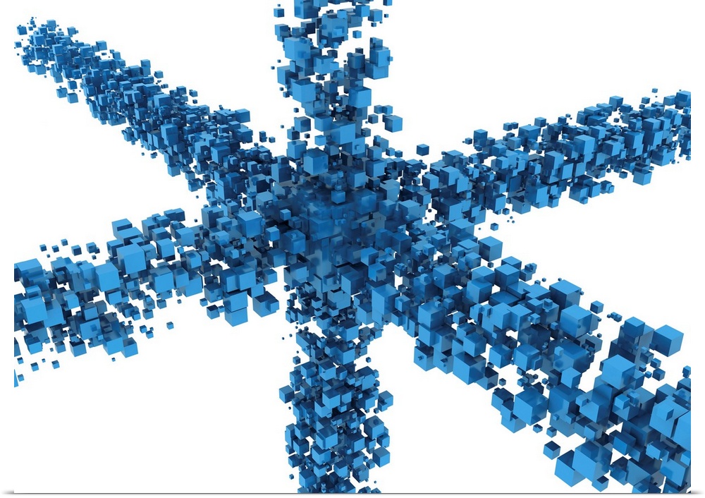 Blue cubes making a star shape, illustration.