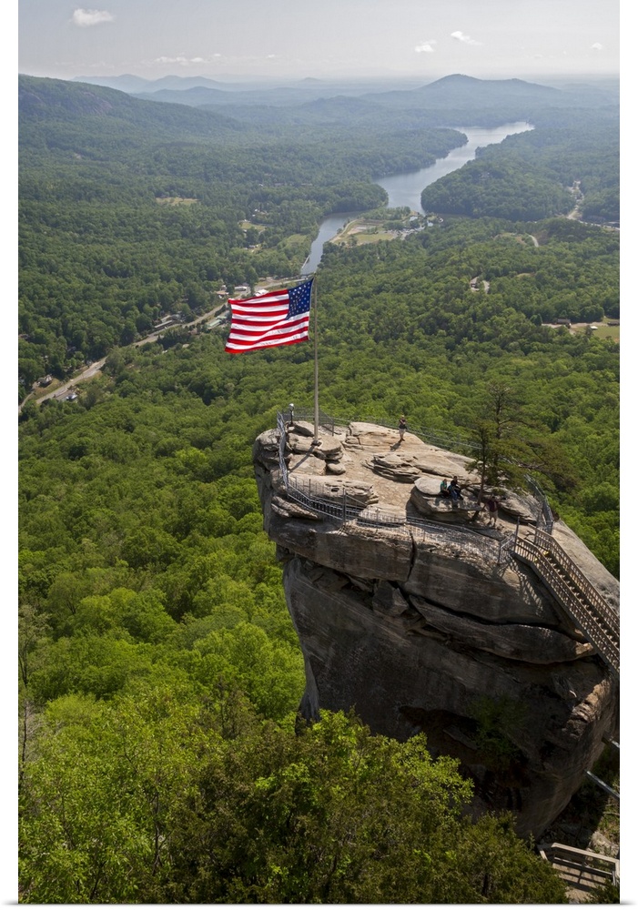Chimney Rock viewing platform. Landscape and viewing platform on Chimney Rock, a 535-million-year-old rock spire and touri...
