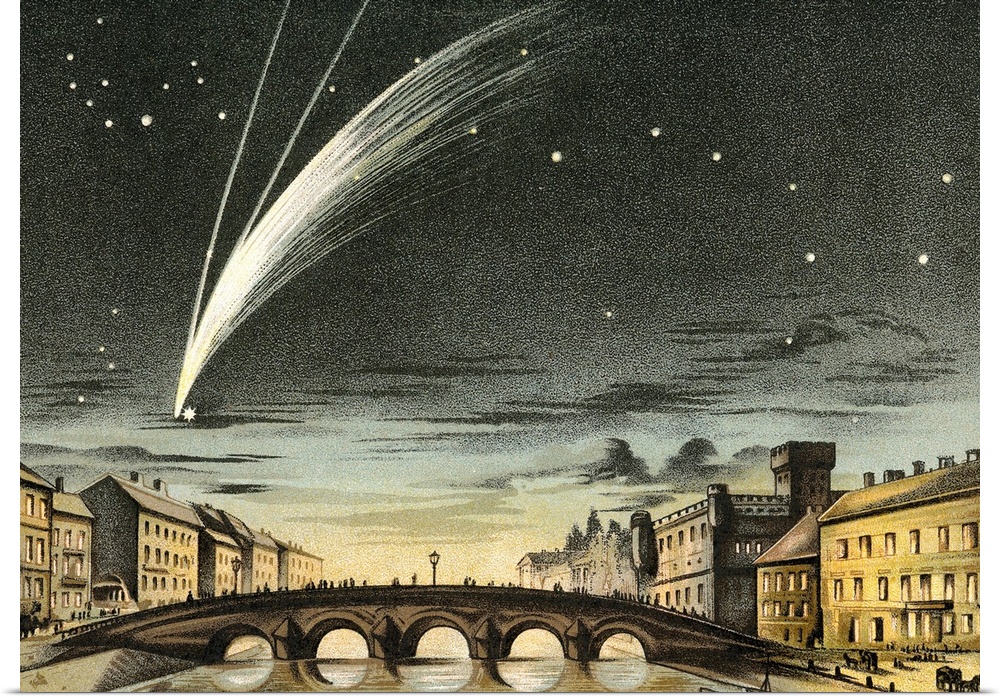 Donati's Comet of 1858, artwork. Discovered in June of 1858 by the Italian astronomer Giovanni Battista Donati (1826-1873)...