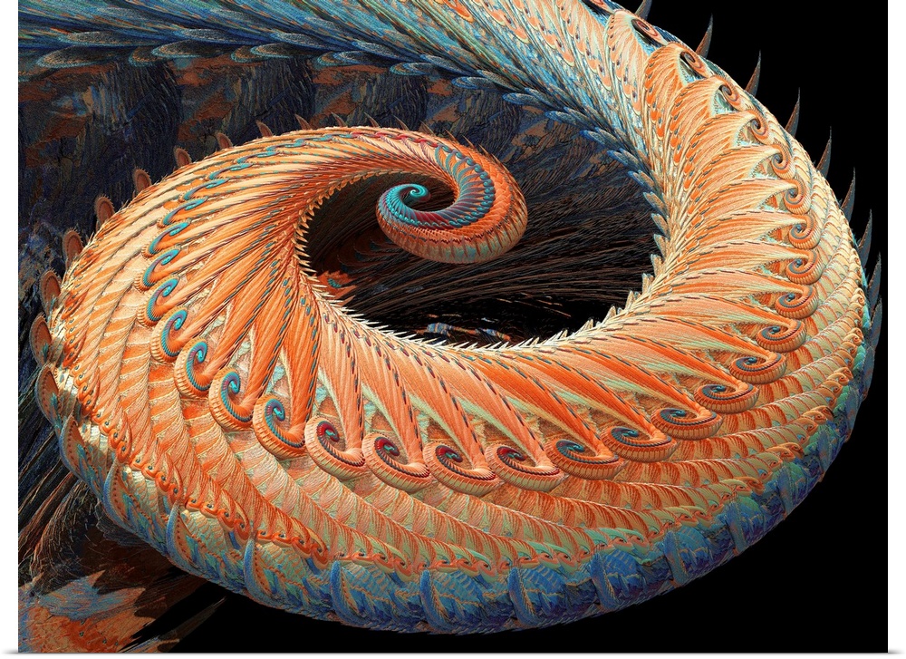 Dragon tail fractal, computer artwork.
