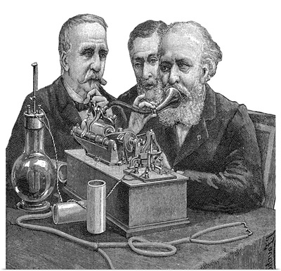 Early telephone, historical artwork