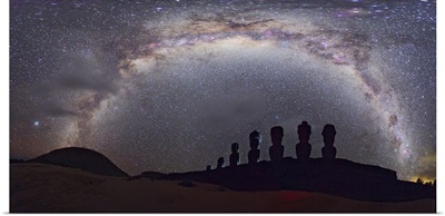 Easter Island Moai And Milky Way