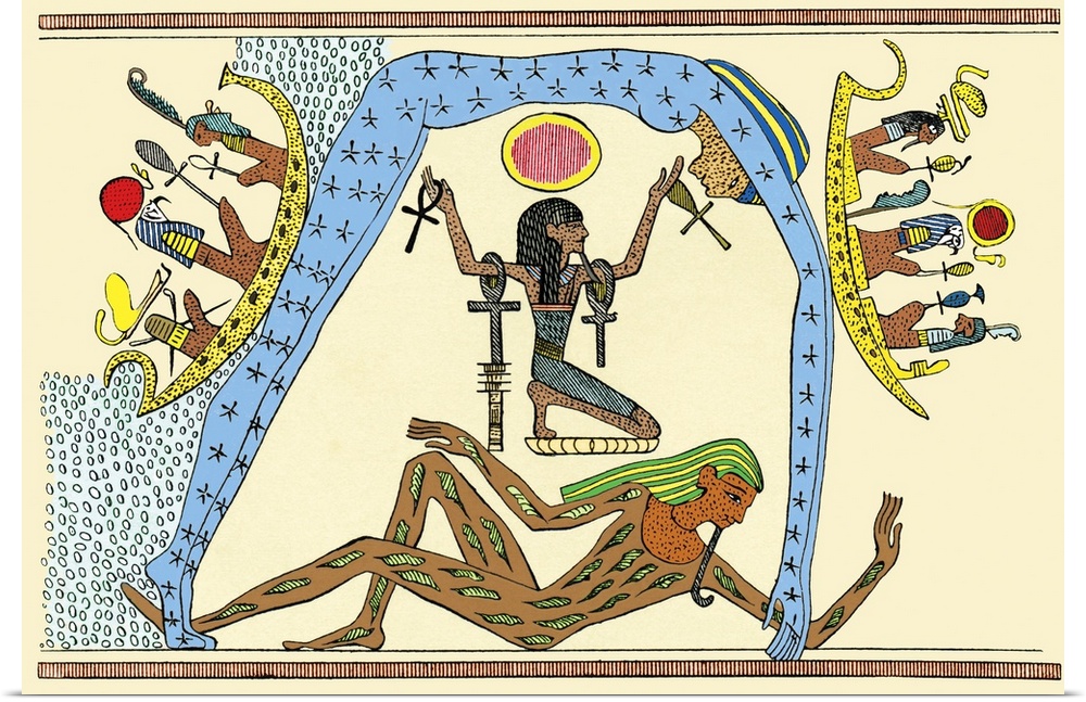 Egyptian creation myth. 19th-century artwork of a story from the Egyptian creation myths from the third and second millenn...