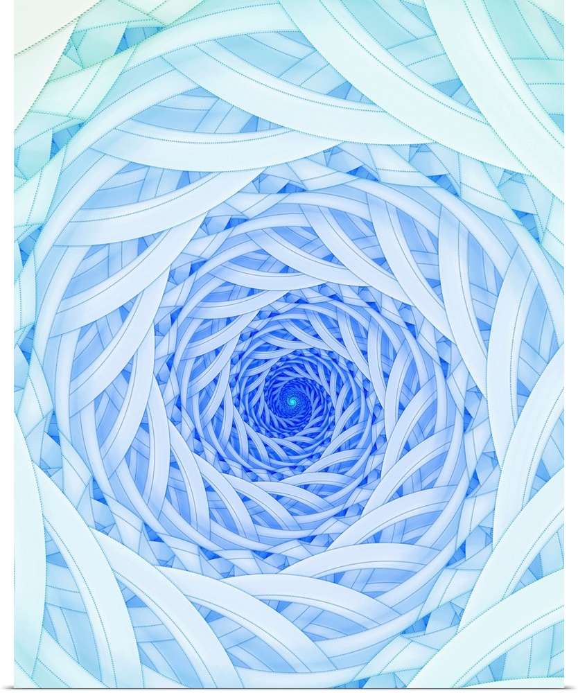 Illustration of 3 dimensional geometric spirals created by a fractal computer program. This spiral can be described as a c...