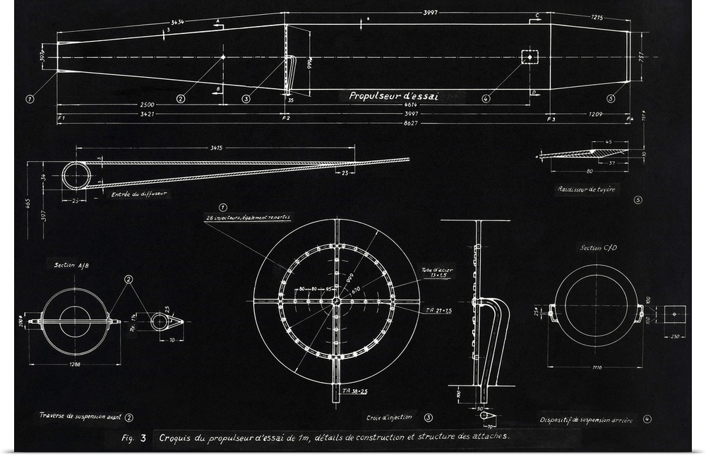 German WWII ramjet engine blueprint. This design, for the propulsor ramjet engine to be mounted on top of a Dornier Do 217...
