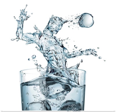 Glass Of Water And Splashes, Illustration