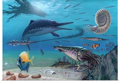 Ichthyosaur and prey