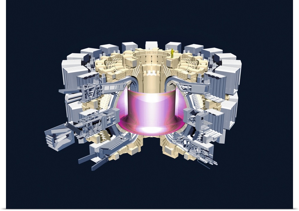 ITER fusion research reactor, computer artwork. ITER, the International Thermonuclear Experimental Reactor, is being desig...