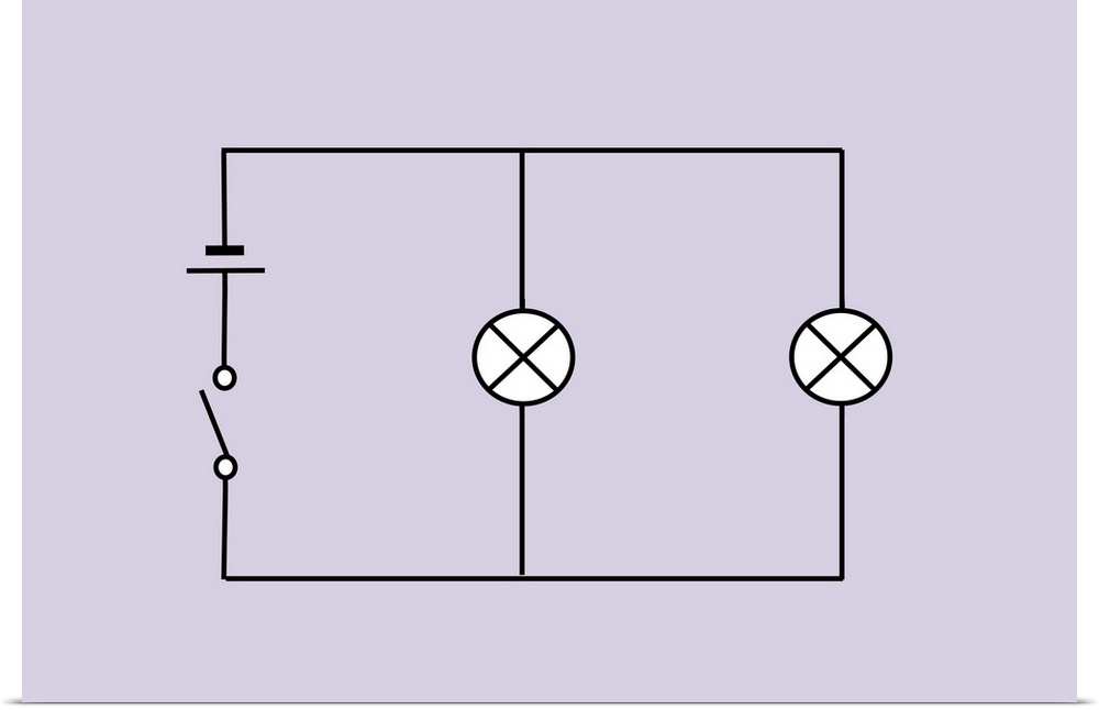 Lamps connected in parallel. Circuit diagram showing two lamps connected in parallel. The components are represented by st...