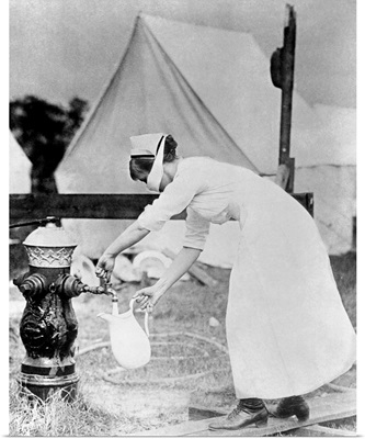 Nurse collecting water, USA, 1918