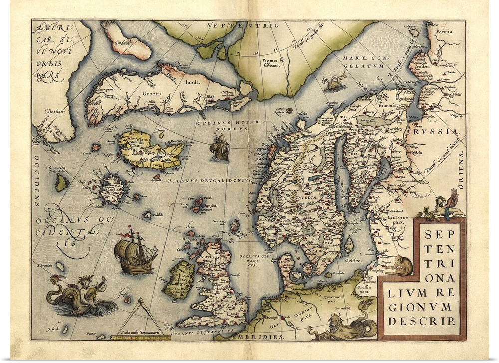 Ortelius's map of Northern Europe. This map is from the 1570 first edition of Theatrum orbis terrarum ('Theatre of the Wor...