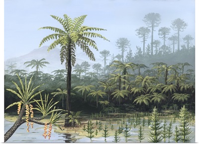 Prehistoric tree ferns, artwork