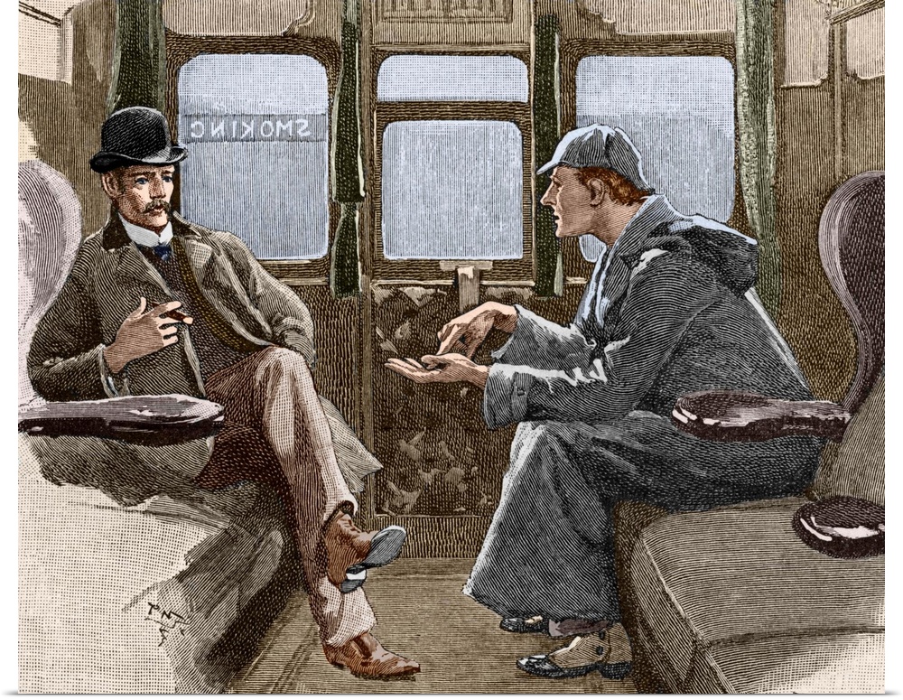 Sherlock Holmes, fictional detective with his assistant, Dr. Watson. The creation of Arthur Conan Doyle who studied medici...