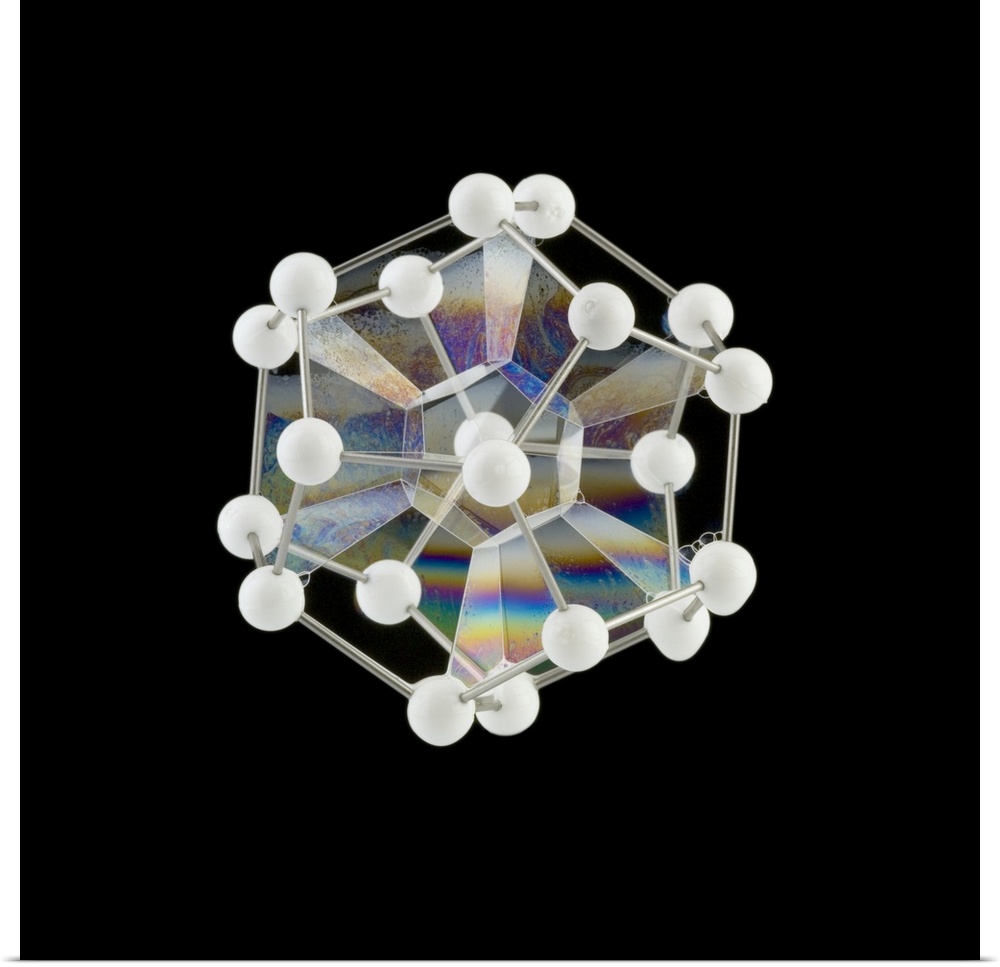 Soap bubbles on a dodecahedral frame. Bubble films always attempt to occupy the minimum surface area when stretched betwee...