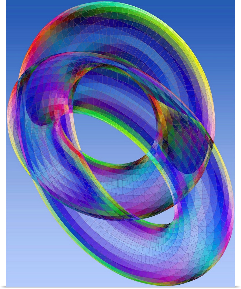 Torus. Computer model of the three-dimensional projection (or shadow) of a 4-dimensional torus, a mathematical shape. The ...