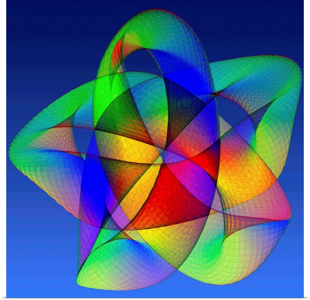 Torus. Computer model of the three-dimensional projection (or shadow) of a 4-dimensional torus, a mathematical shape. The ...