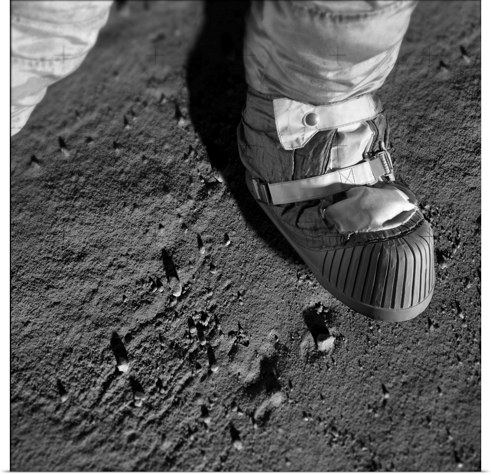 Walking on the Moon. Computer illustration of an astronaut taking a step on the surface of the Moon.