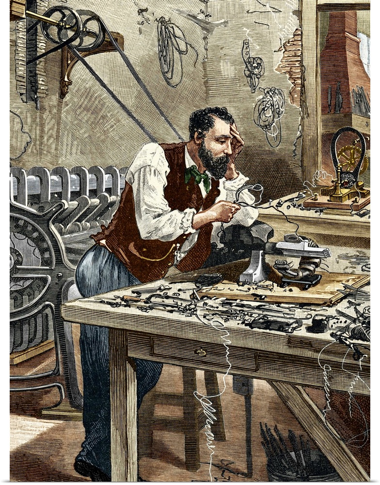 Zenobe Gramme (1826-1901), Belgian electrical engineer in his workshop. Gramme was interested in improving the efficiency ...