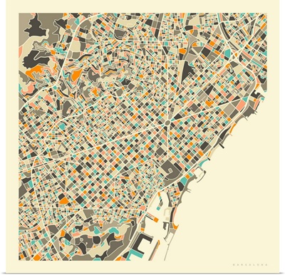 Barcelona Aerial Street Map