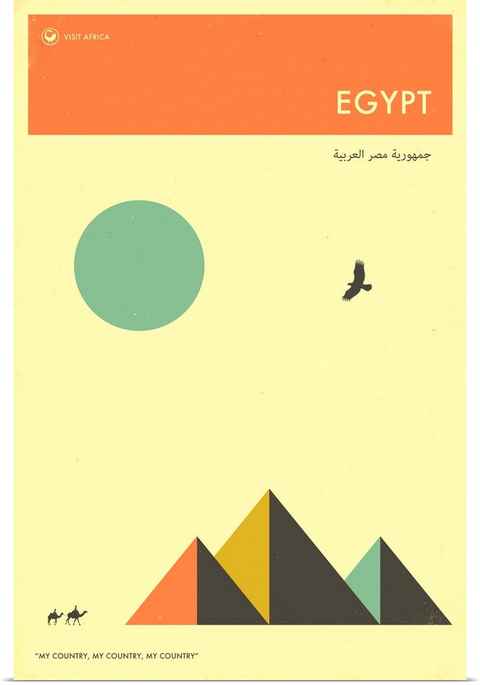 Minimalist retro style Visit Africa travel poster for Egypt.