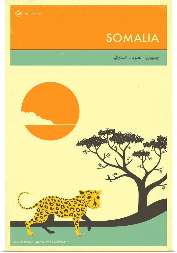 Minimalist retro style Visit Africa travel poster for Somalia.