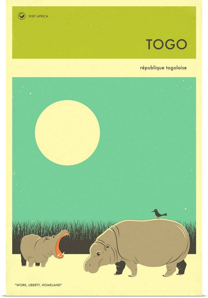 Minimalist retro style Visit Africa travel poster for Togo.