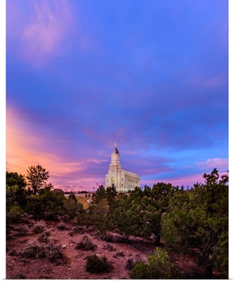 Cedar City Utah Temple,  Vibrant Sunrise, Cedar City, Utah, Vertical