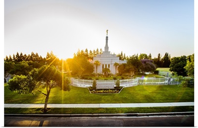 Fresno California Temple with Sun Flare, Fresno, California