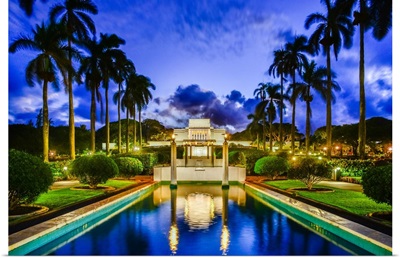 Laie Hawaii Temple, Twilight Reflection, Laie, Hawaii