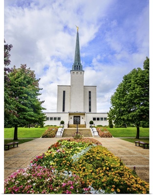London England Temple, Flowers at the Entrance, Newchapel, Surrey, England