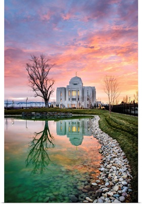 Meridian Idaho Temple, Reflection and Sunset, Meridian, Idaho