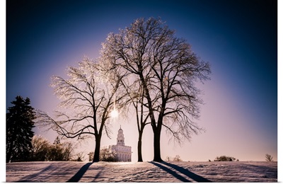 Nauvoo Illinois Temple, Through the Trees after an Ice Storm, Nauvoo, Illinois