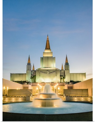 Oakland California Temple, Fountain Lights at Night, Oakland, California
