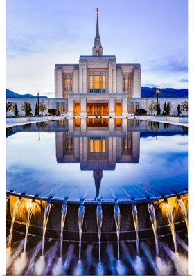 Ogden Utah Temple, Reflection in the Fountain, Ogden, Utah