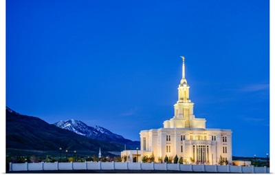 Payson Utah Temple, Sunrise and Mountain, Payson, Utah