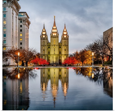 Salt Lake Temple, Christmas Reflection, Salt Lake City, Utah, Square