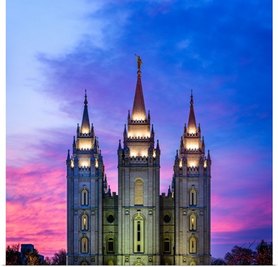 Salt Lake Temple, Purple Over Pink Sunset, Salt Lake City, Utah