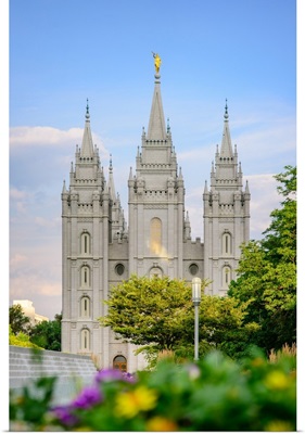 Salt Lake Temple with Flowers, Salt Lake City, Utah