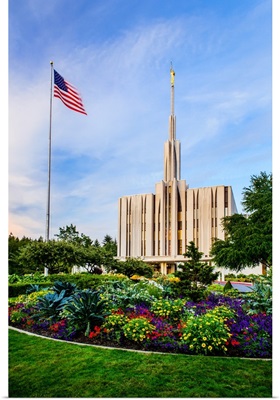 Seattle Washington Temple, American Flag and Gardens, Bellevue, Washington