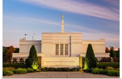 Spokane Washington Temple, Sign at Sunset, Spokane, Washington