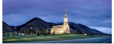 Star Valley Temple, Panoramic, Dusk, Afton, Wyoming