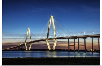 Arthur Ravenel Jr. Bridge crossing the Cooper River at twilight
