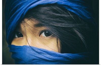 Beautiful Asian girl with blue scarf