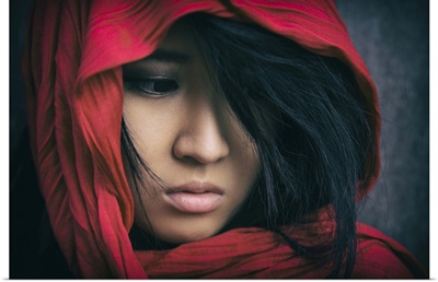 Beautiful Asian girl with red scarf