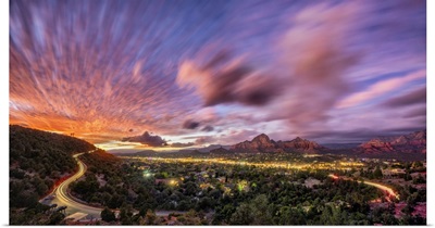 Beautiful Sunset Panorama Over Sedona, Arizona