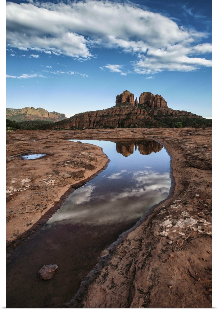 Cathedral rocks with reflection at sunset in Sedona, Arizona
