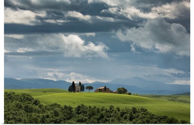 Church and fields in Tuscany