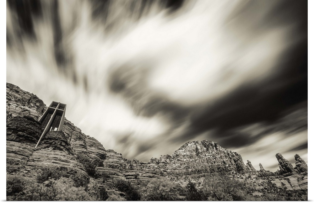 Clouds above the Chapel of the Holy Cross in Sedona, Arizona