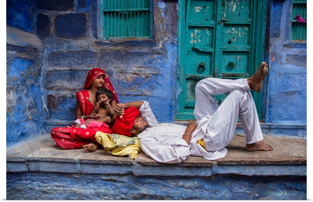 Family in the Blue City of Jodhpur, India.