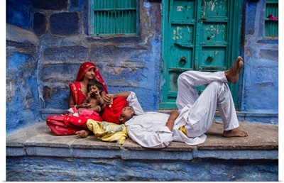 Family in the Blue City of Jodhpur, India